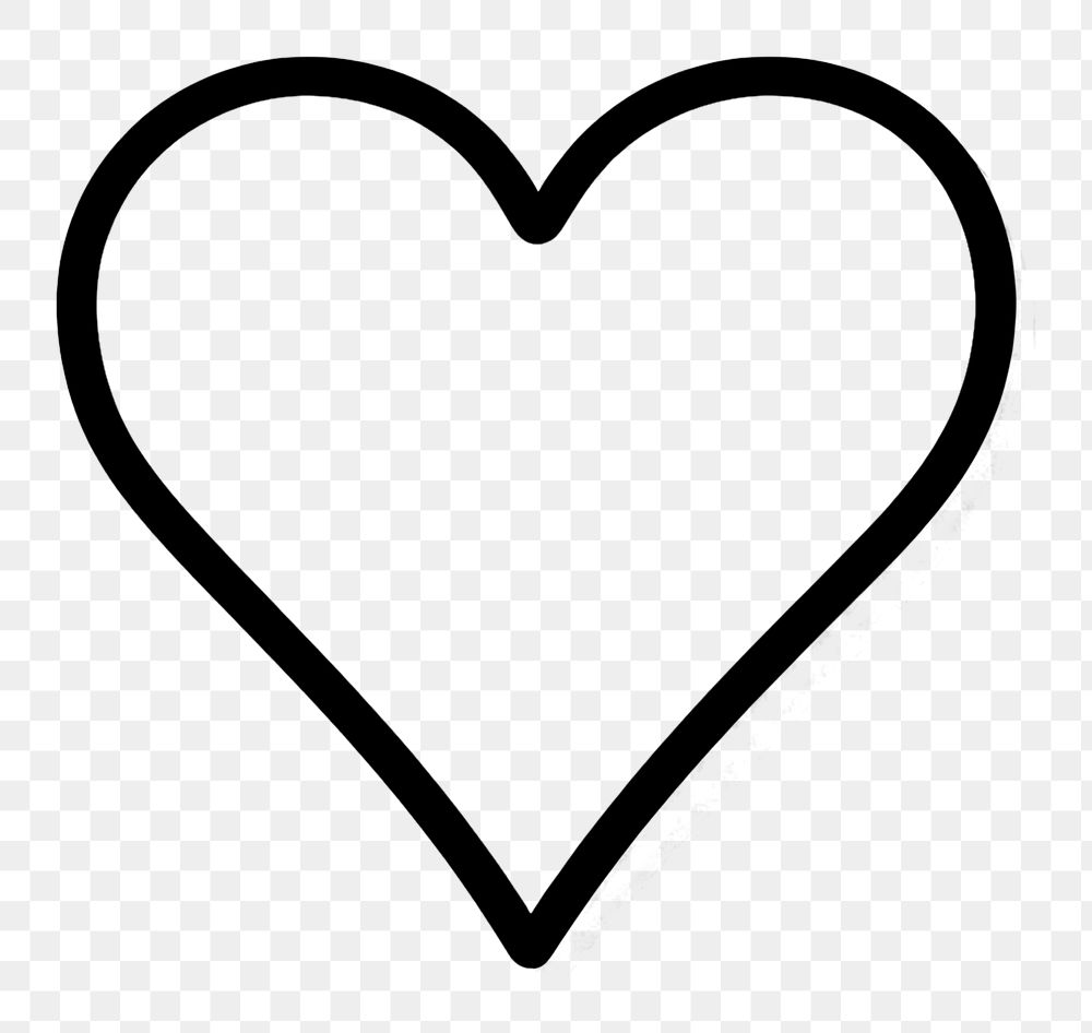 PNG Heart white line white background