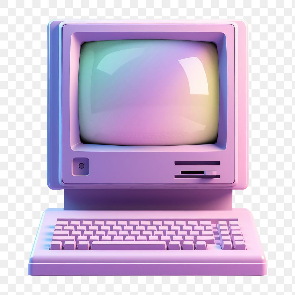 Retro computer png, design element, transparent background