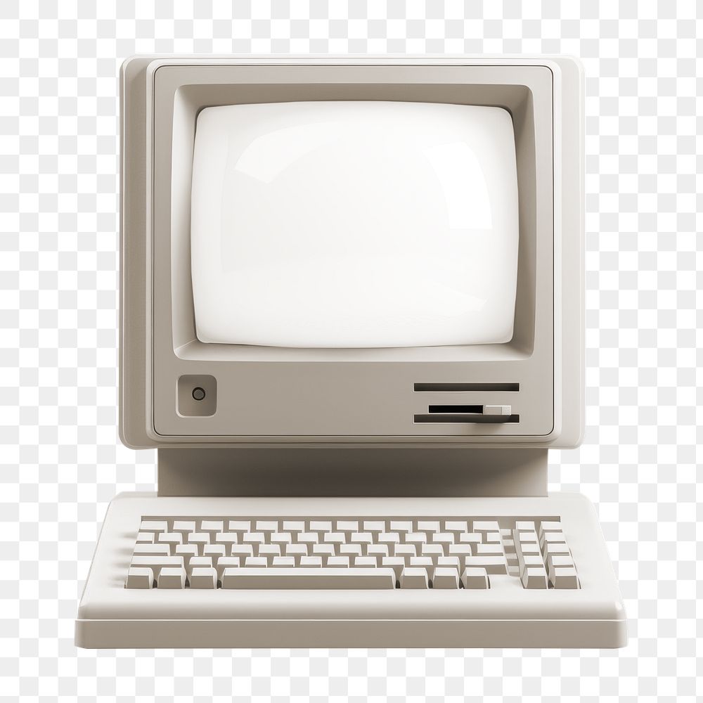 Retro computer png, design element, transparent background