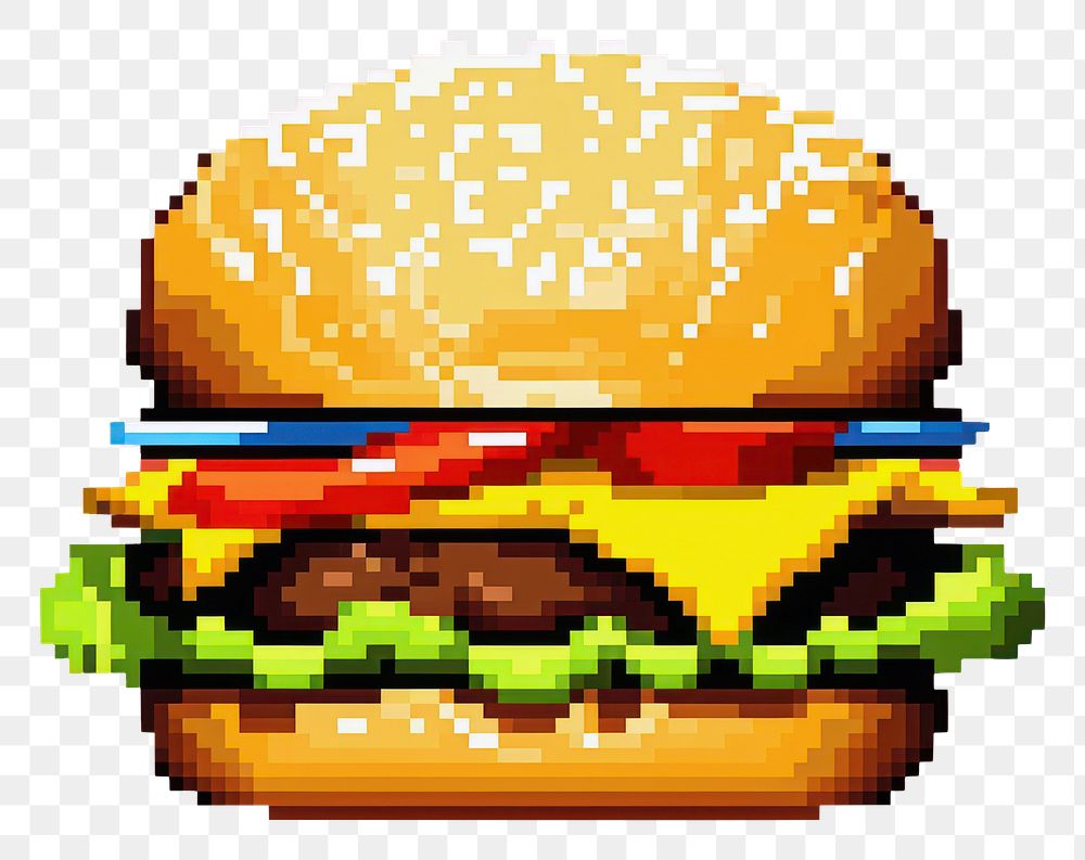 PNG Cute burger food hamburger pixelated. AI generated Image by rawpixel.