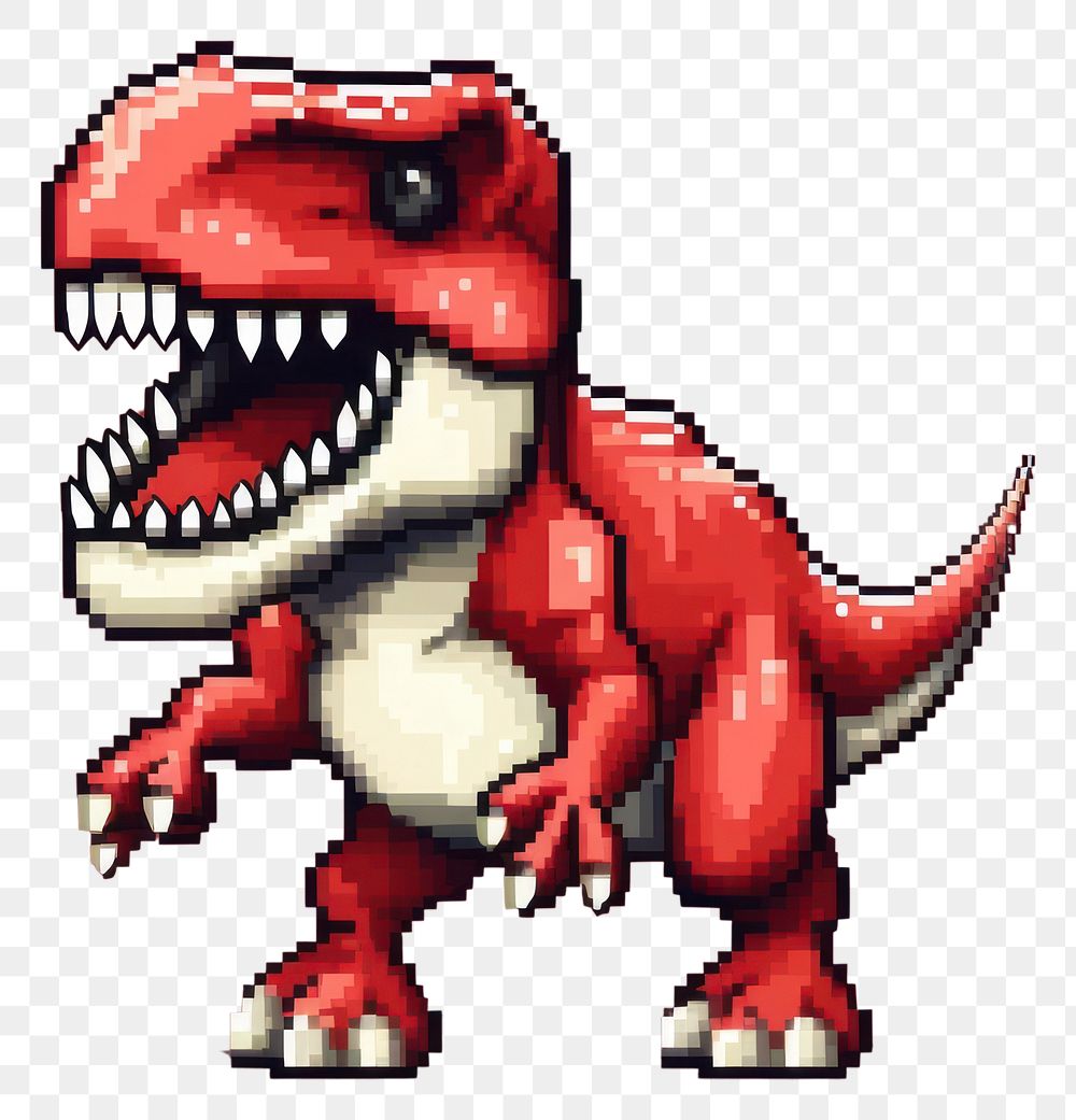 PNG Cute tyrannosaurus dinosaur representation pixelated. AI generated Image by rawpixel.