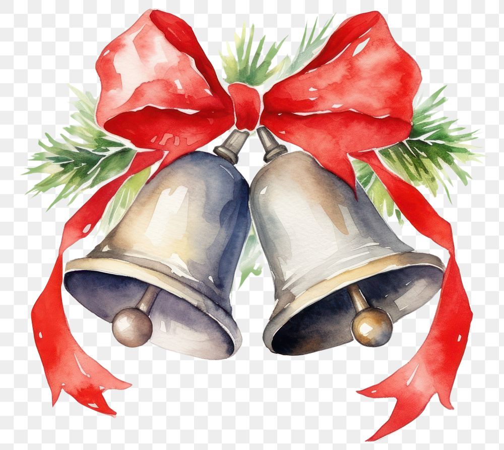 PNG Bells Jingle bow white background. AI generated Image by rawpixel.