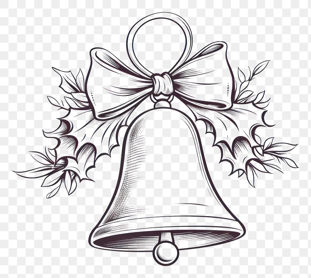 PNG Christmas bells drawing sketch line. AI generated Image by rawpixel.