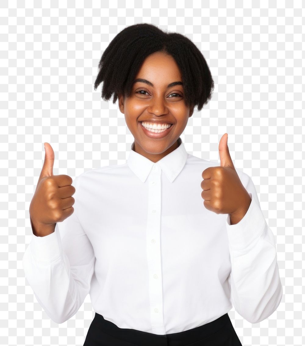 PNG  Feeling happiness finger blouse smile. AI generated Image by rawpixel.