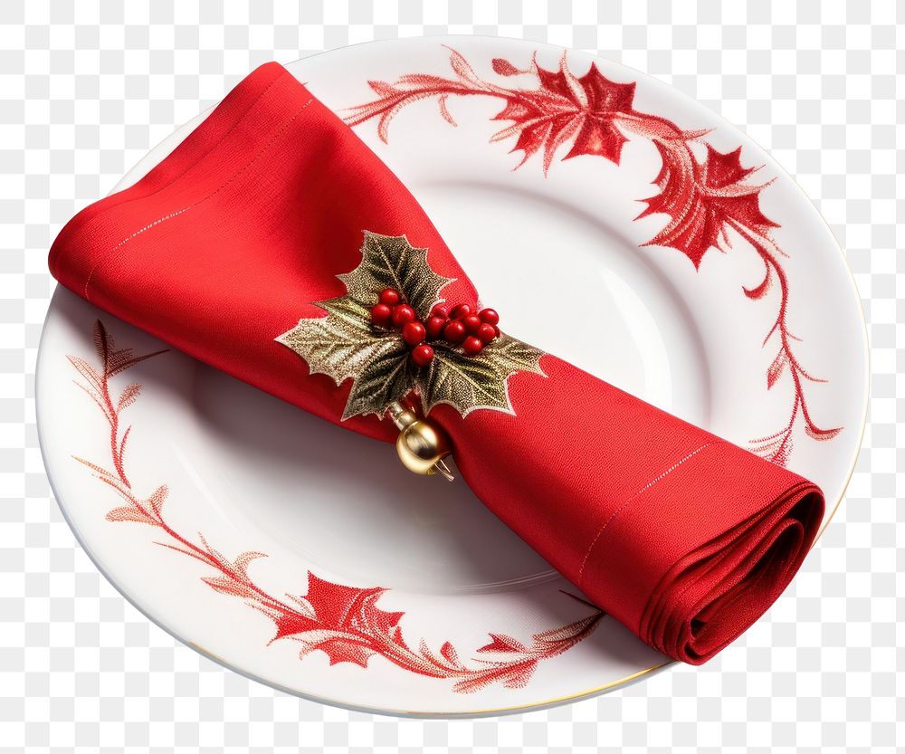 PNG Serviette christmas napkin plate. AI generated Image by rawpixel.