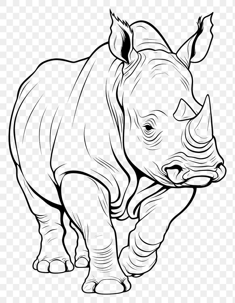 PNG Safari rhino wildlife drawing animal. AI generated Image by rawpixel.