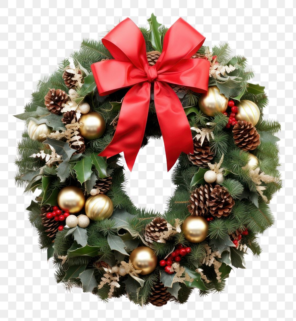 PNG Christmas wreath plant white background. AI generated Image by rawpixel.