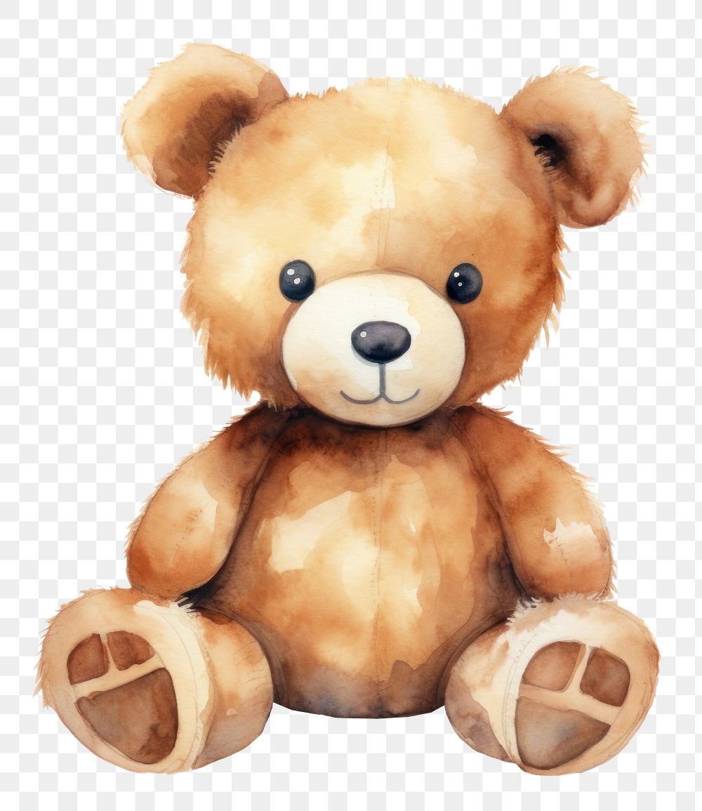 PNG Teddy bear toy plush brown white background. 