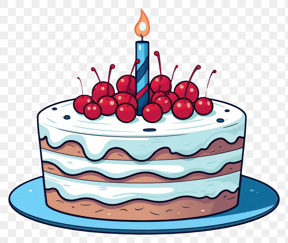 PNG Birthday cake birthday dessert cream. AI generated Image by rawpixel.