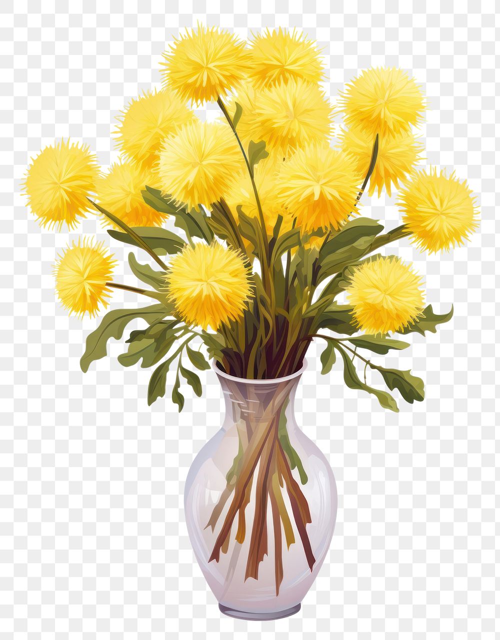 PNG Dandelion vase flower plant. AI generated Image by rawpixel.