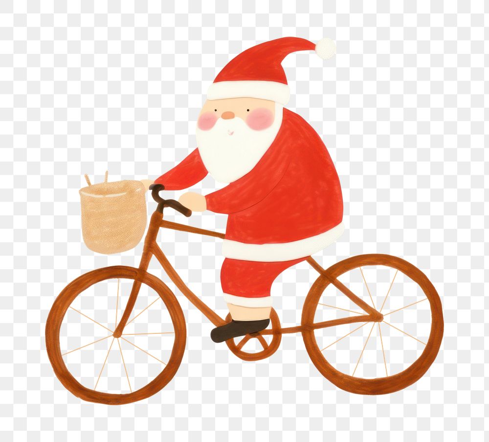 PNG  Santa rides a bicycle vehicle cycling sports. AI generated Image by rawpixel.