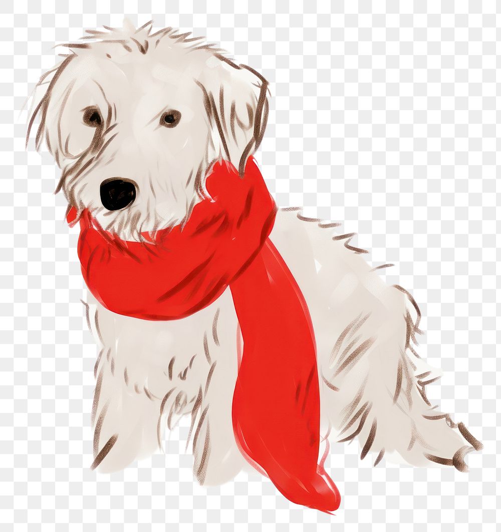 PNG  Scarf dog drawing mammal. AI generated Image by rawpixel.