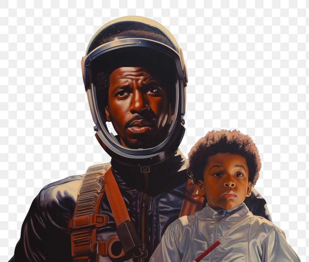 PNG Black father and son astronaut portrait photography. AI generated Image by rawpixel.