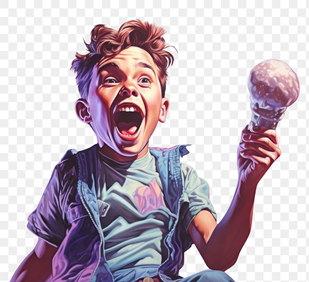 PNG Kid eating an ice-cream publication happiness enjoyment. AI generated Image by rawpixel.