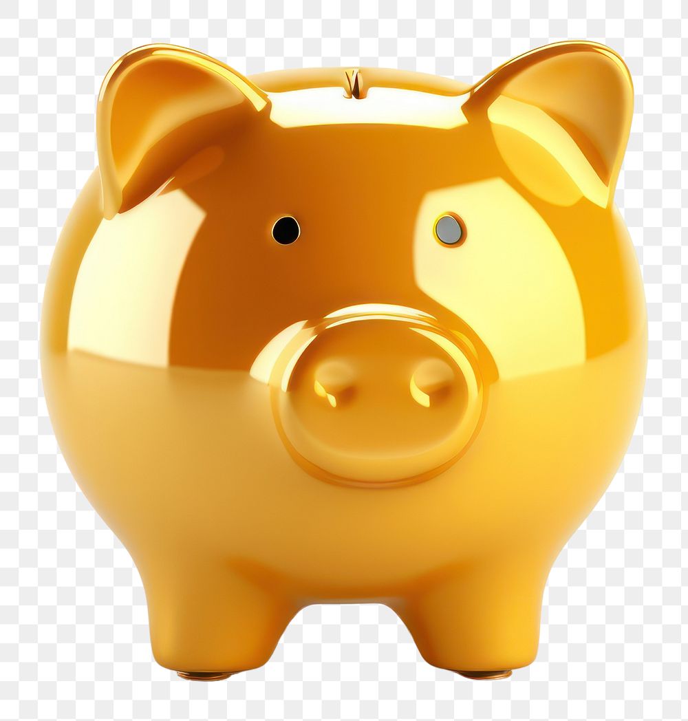 PNG  Piggy bank mammal gold white background. AI generated Image by rawpixel.