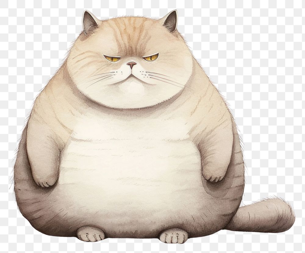 PNG Chubby cat sketch drawing cartoon. AI generated Image by rawpixel.