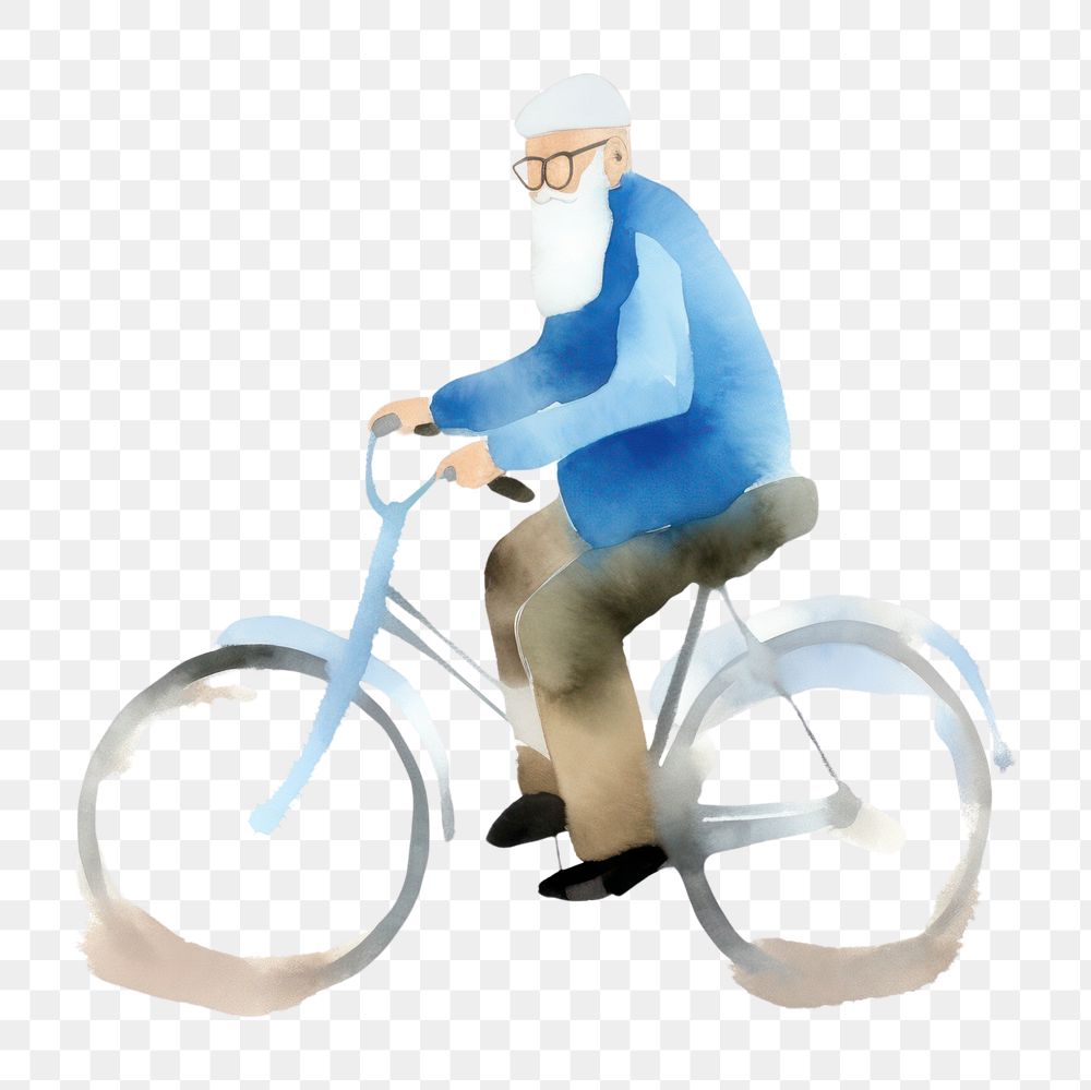 PNG Old man leads a bicycle vehicle cycling sports. AI generated Image by rawpixel.