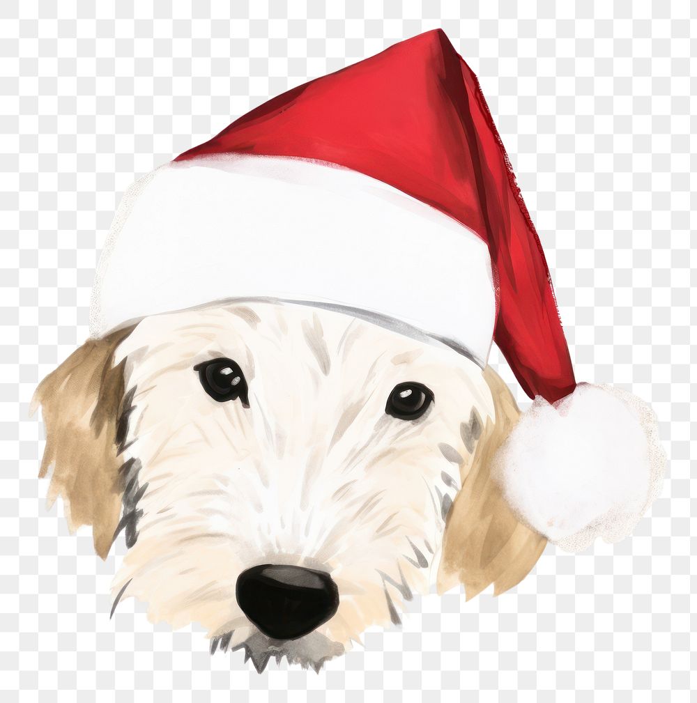 PNG  Dog wearing a christmas hat drawing mammal animal. AI generated Image by rawpixel.