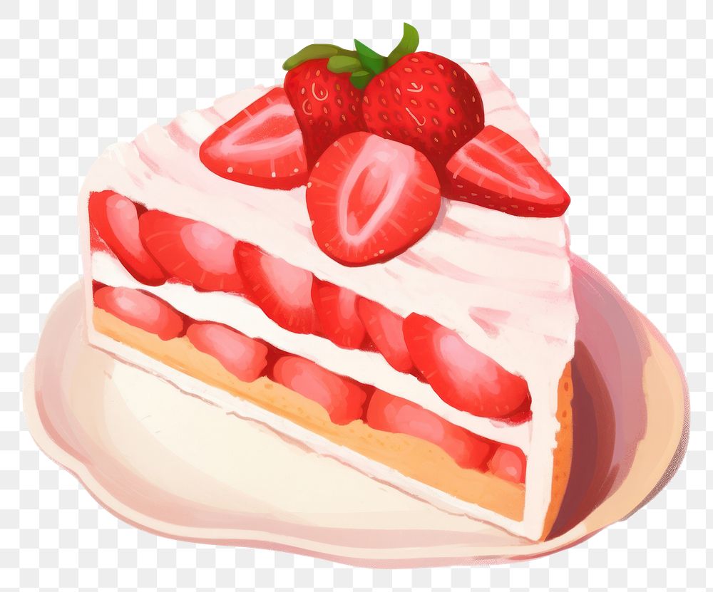 PNG  Strawberry cake dessert cream fruit. AI generated Image by rawpixel.