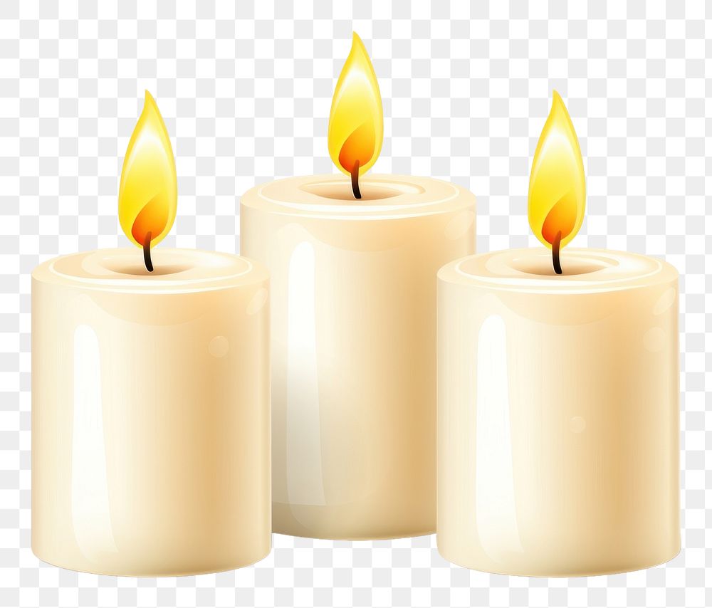 PNG  White three candles fire white background spirituality. AI generated Image by rawpixel.
