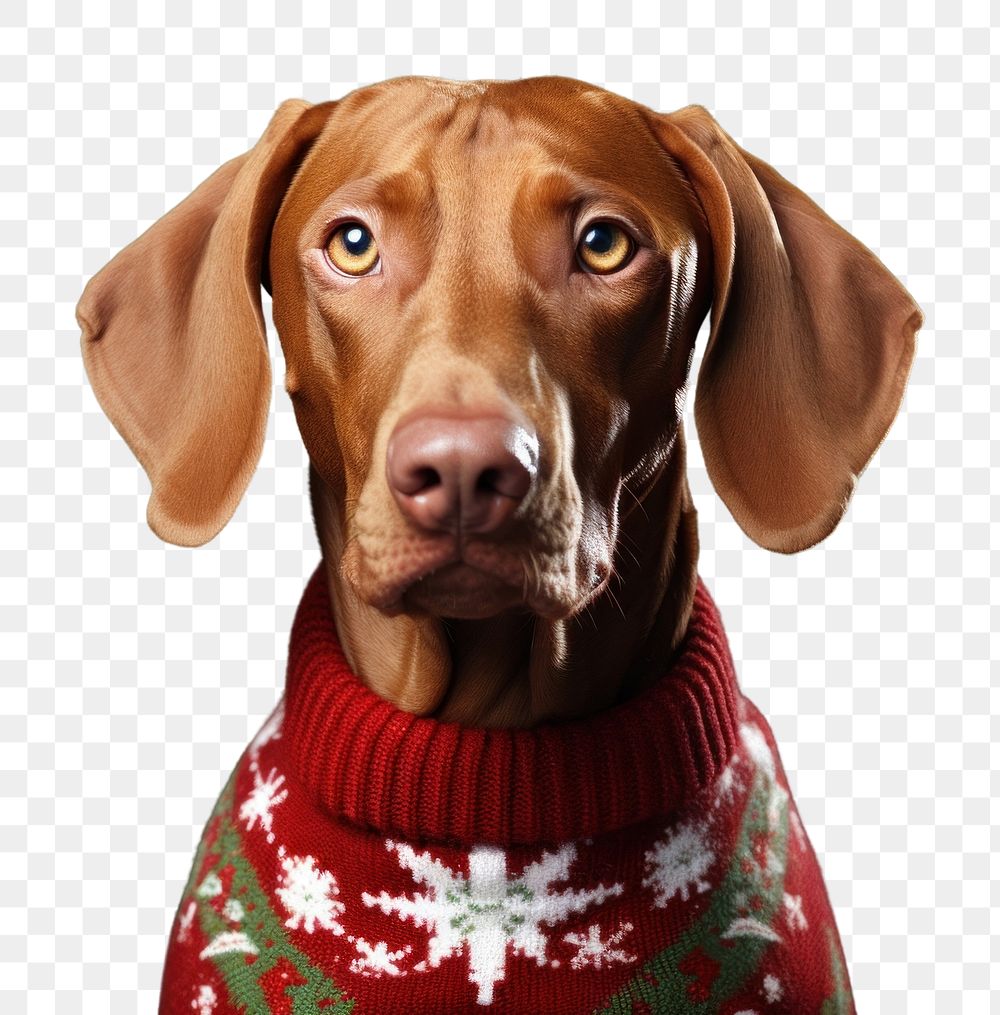 PNG Vizsla christmas portrait sweater mammal animal. AI generated Image by rawpixel.