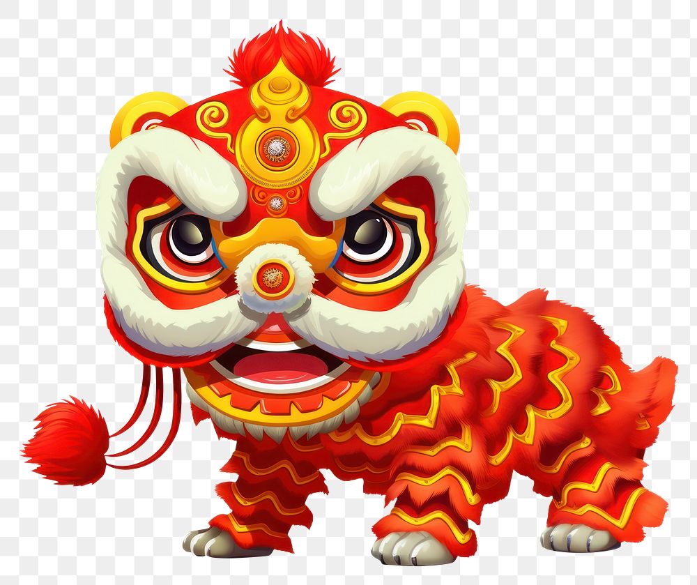 PNG Chinese lion cartoon baby white background. AI generated Image by rawpixel.