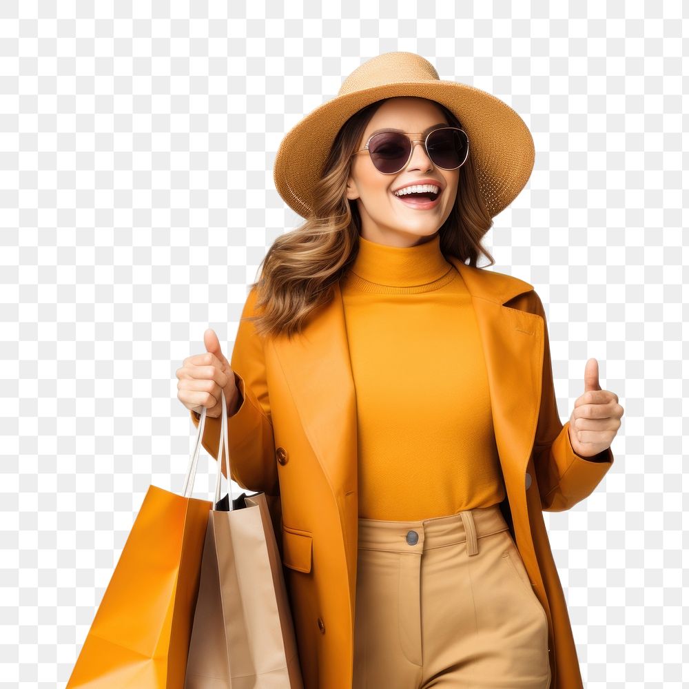 PNG  Woman cheerful shopping handbag. AI generated Image by rawpixel.