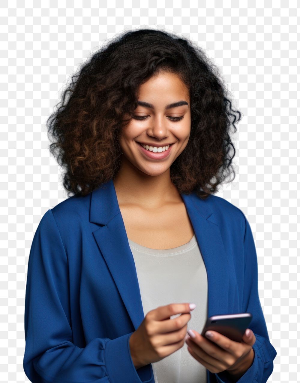 PNG  Smile adult woman phone