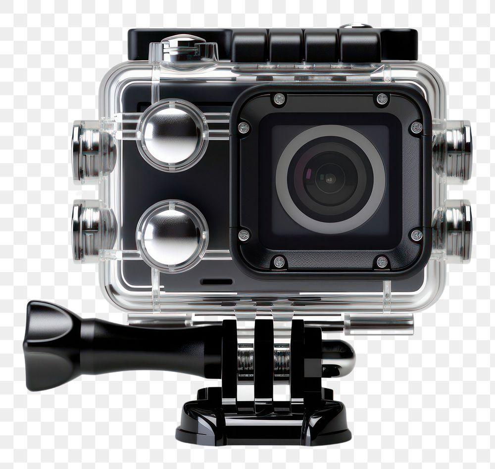 PNG  Action camera white background photographing electronics. AI generated Image by rawpixel.