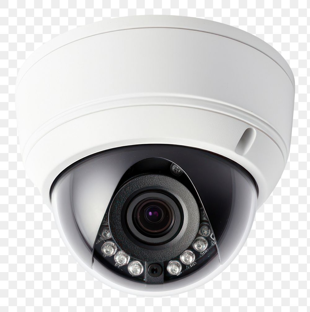 PNG  Security camera circle white background electronics. AI generated Image by rawpixel.