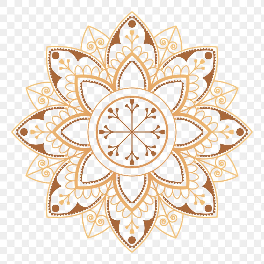 PNG Gold mandala flower, Diwali festival element, transparent background
