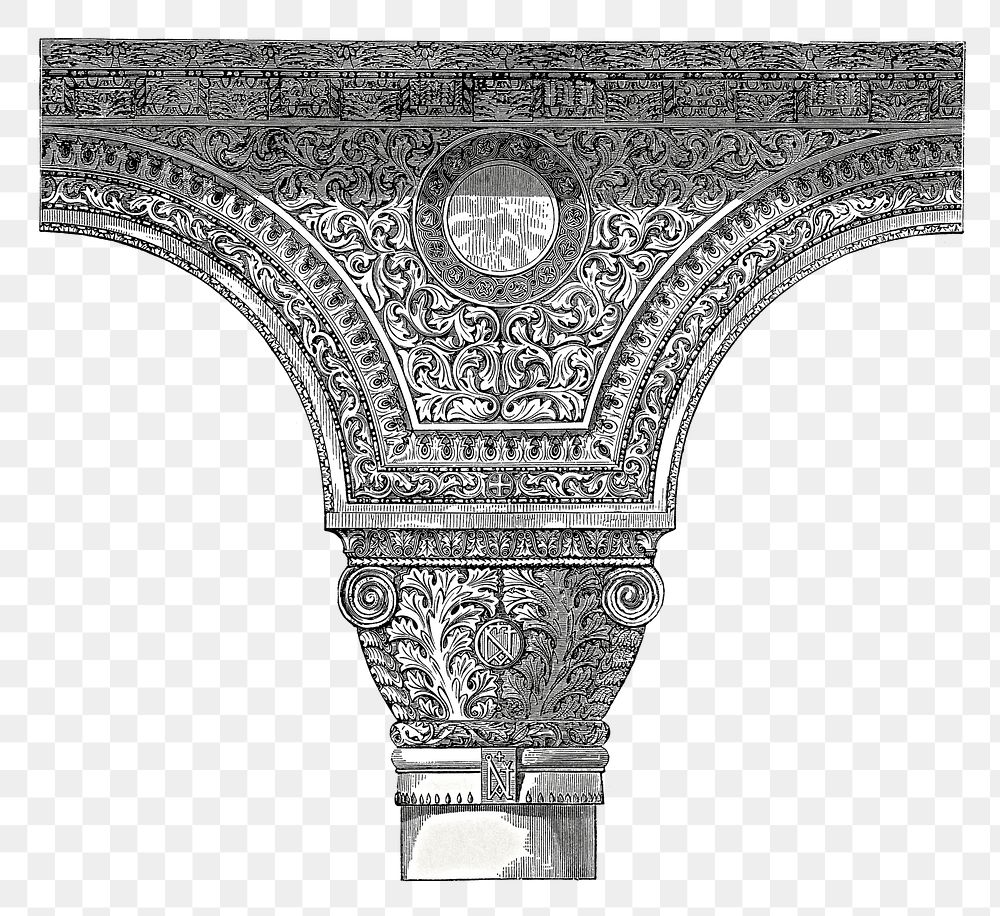 PNG vintage arch & column element, transparent background