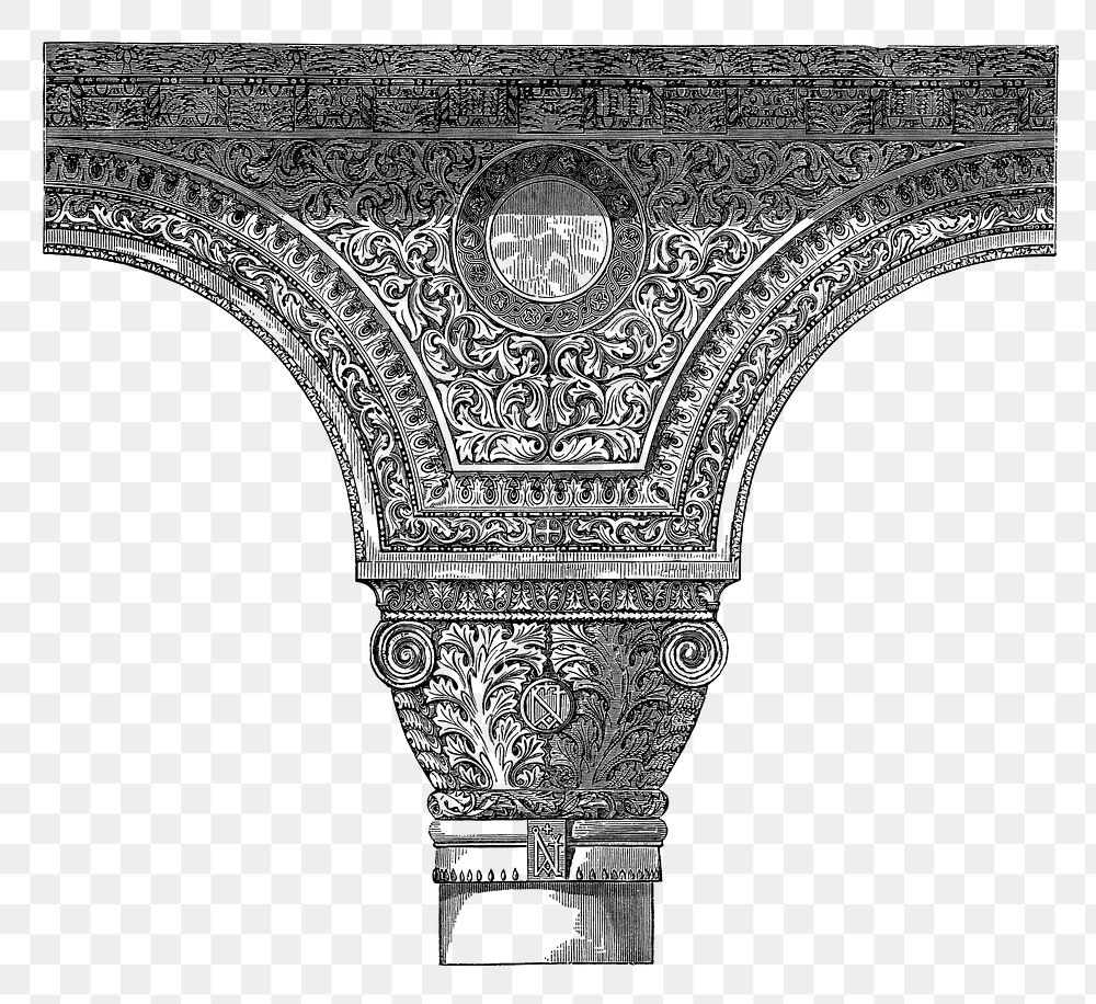 PNG vintage arch & column element, transparent background