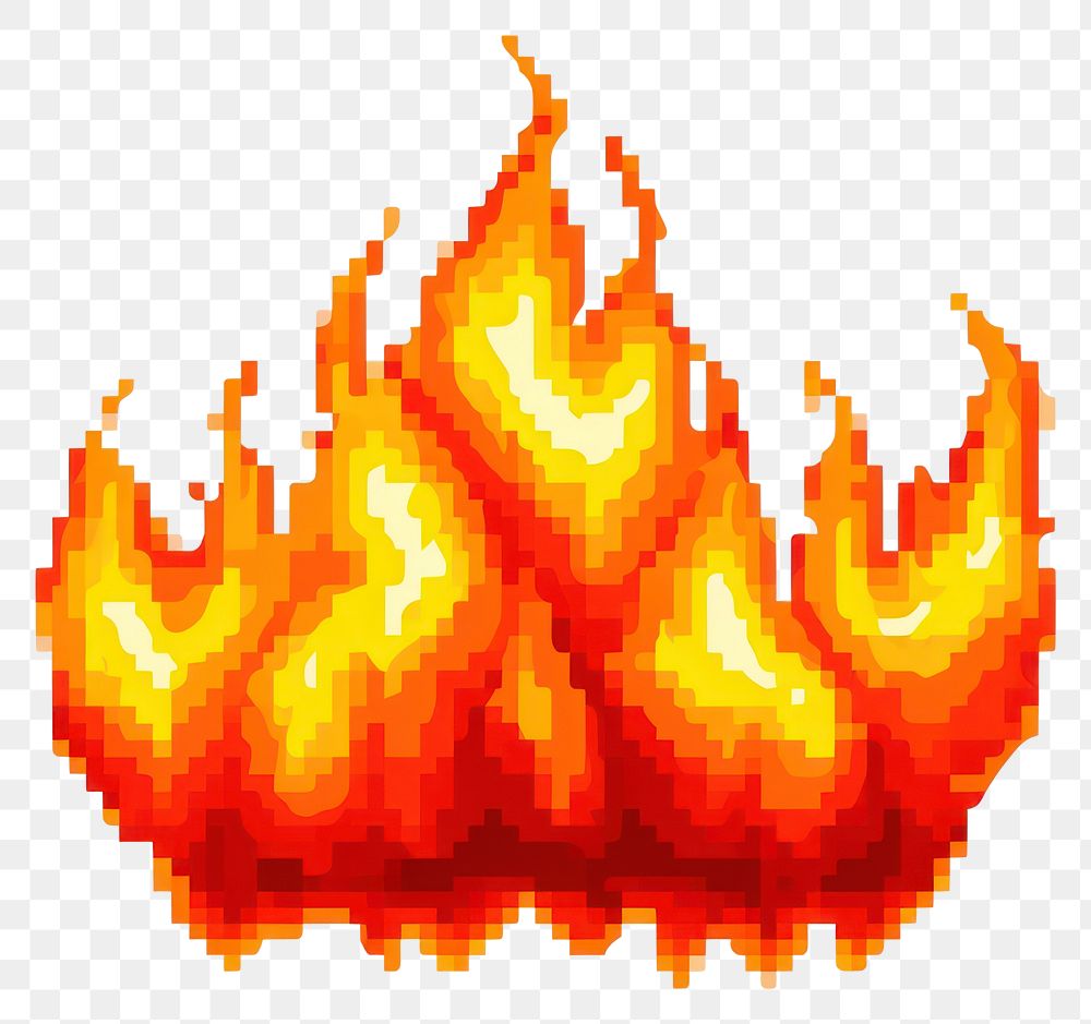 PNG Fire flame white background creativity pixelated. AI generated Image by rawpixel.