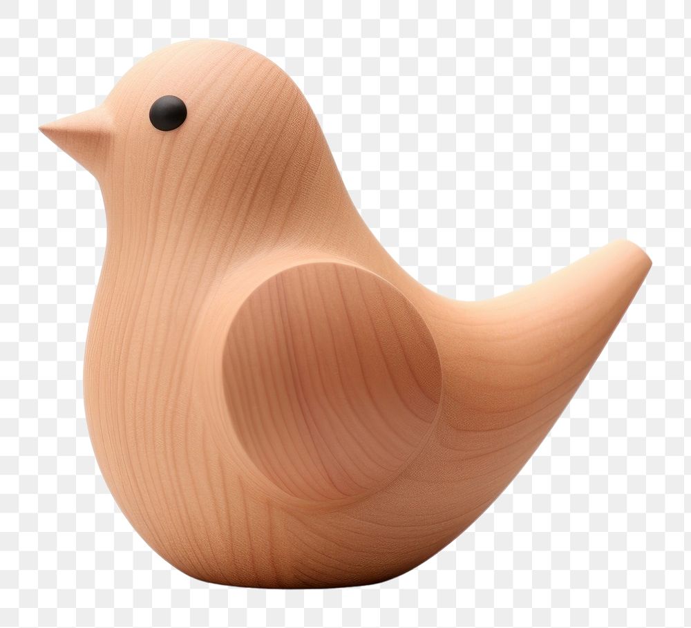 Cute bird shape wood animal white background. AI generated Image by rawpixel.
