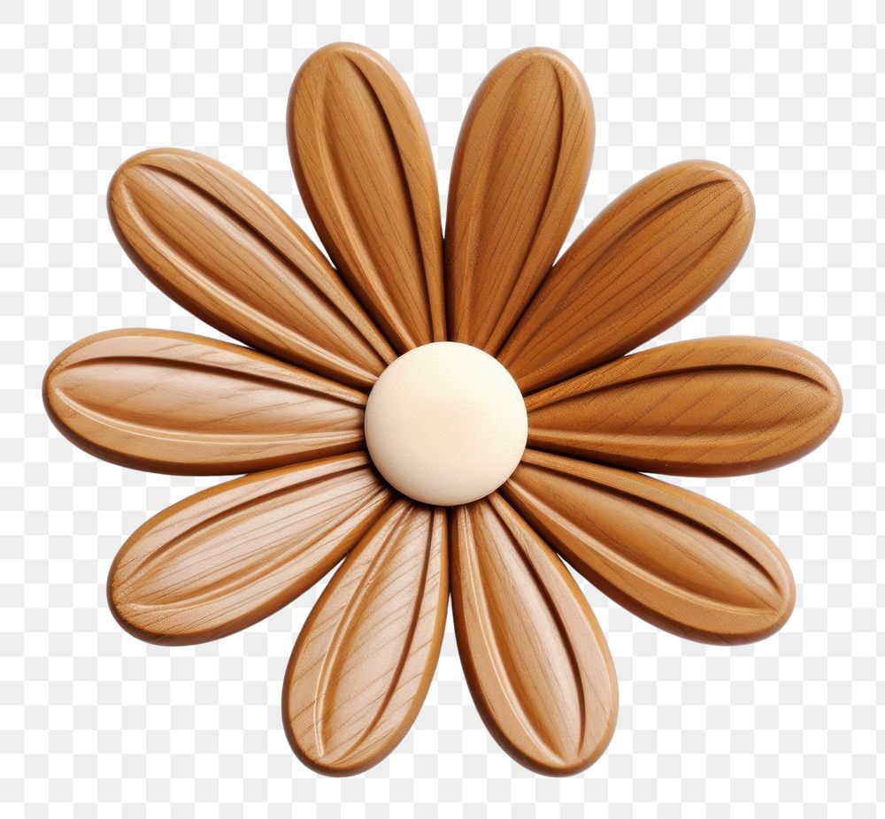 Daisy shape flower brooch wood. 