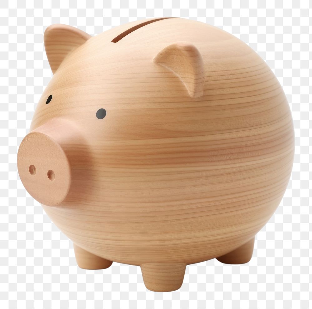 Cute piggy bank wood white background representation. AI generated Image by rawpixel.