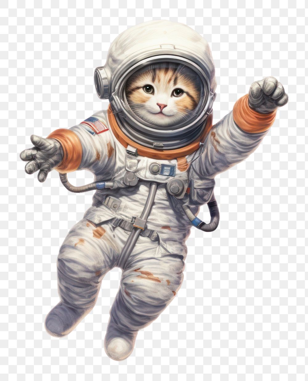 PNG Astronaut cat white background protection. AI generated Image by rawpixel.