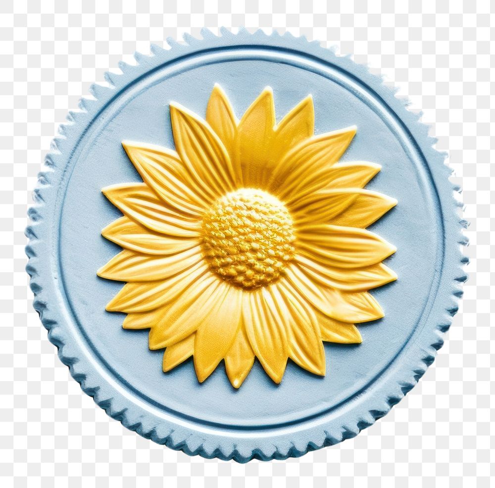 PNG Sunflower yellow blue white background. AI generated Image by rawpixel.