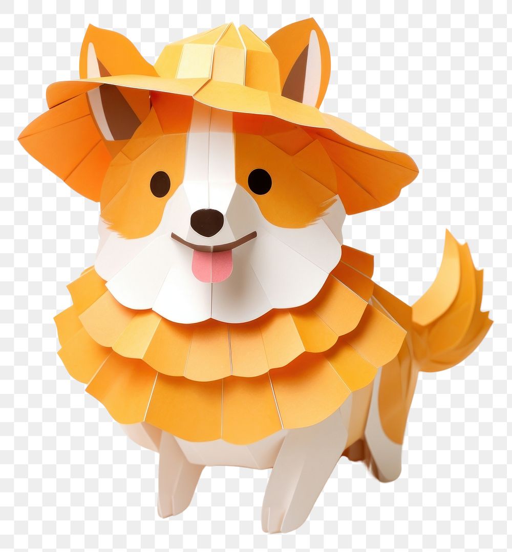 PNG  Corgi dog ghost costume origami craft paper. AI generated Image by rawpixel.