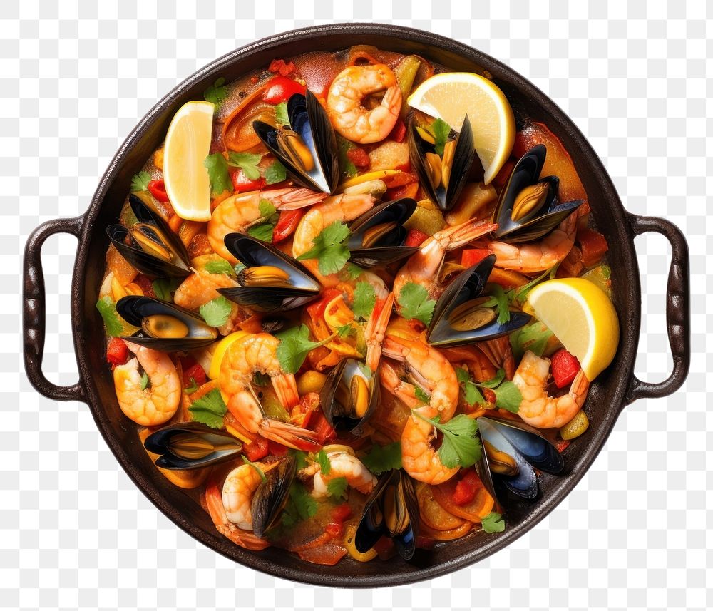 PNG Seafood dish paella plate meal