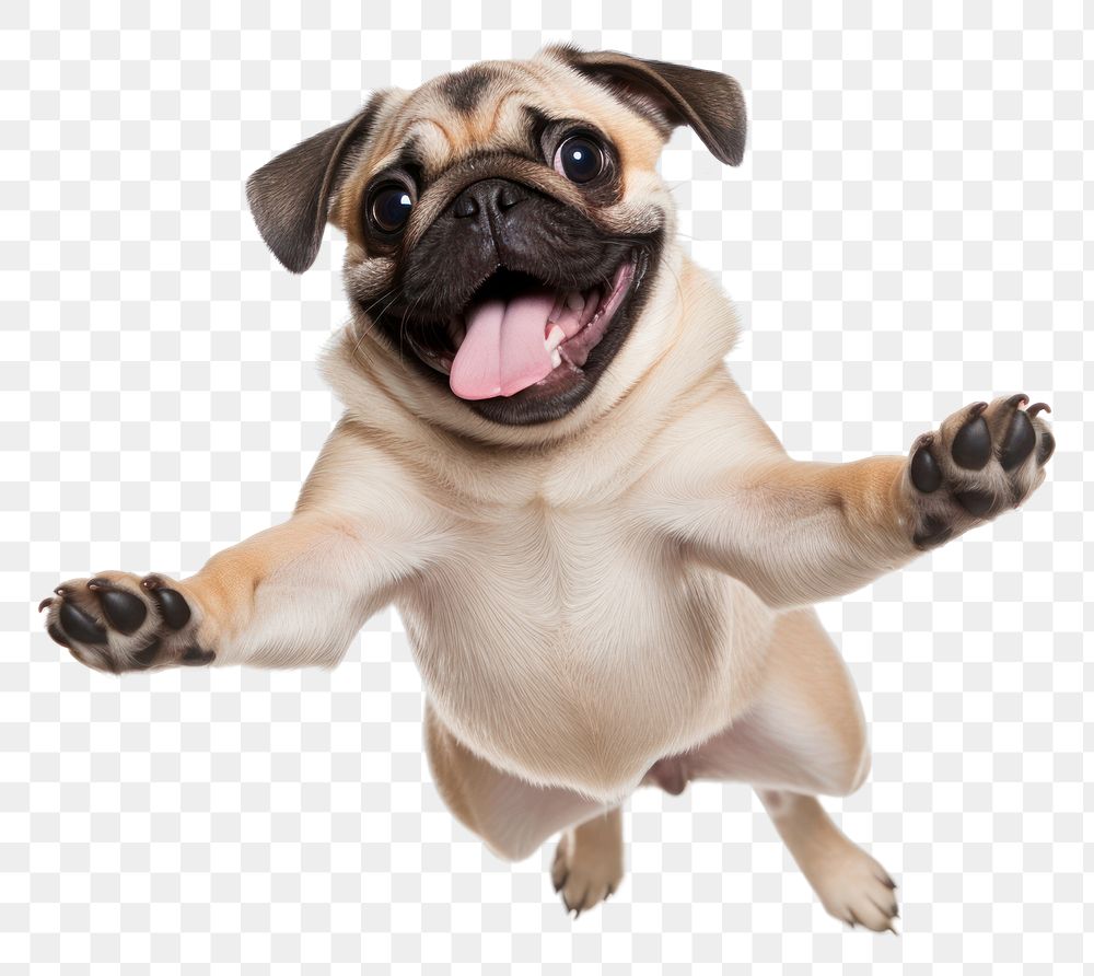 PNG Excited dog pug mammal animal. AI generated Image by rawpixel.