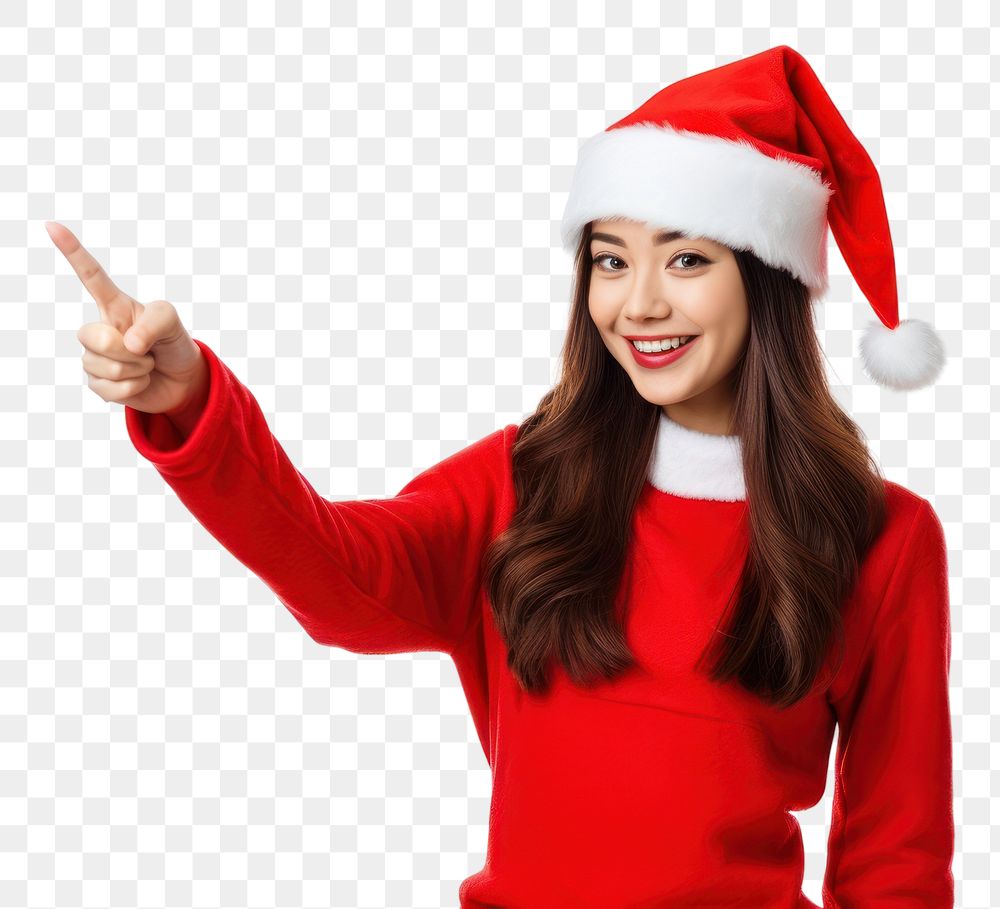 PNG  Woman wearing red Santa Claus outfit happiness christmas holiday. AI generated Image by rawpixel.