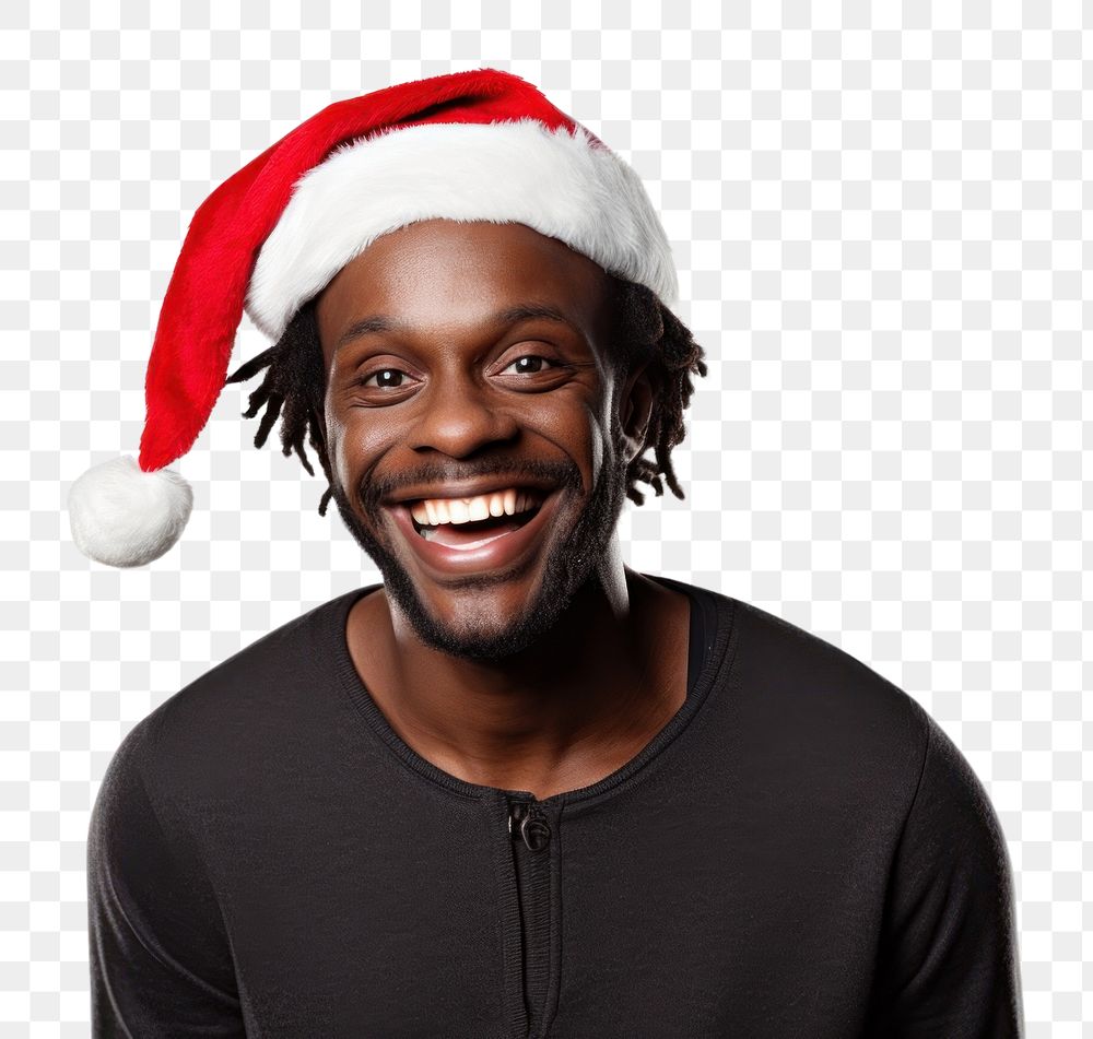 PNG  Santa Claus hat portrait laughing smiling. AI generated Image by rawpixel.