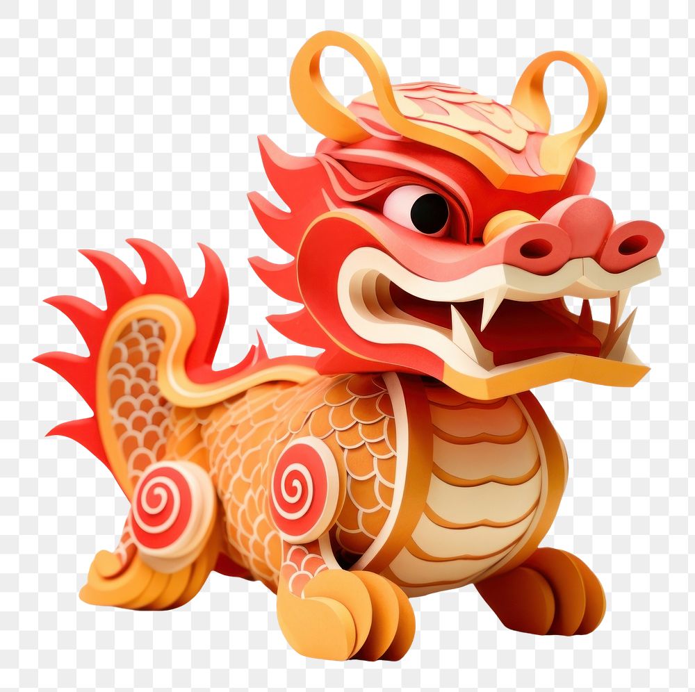 PNG Chinese new year dragon craft white background. 