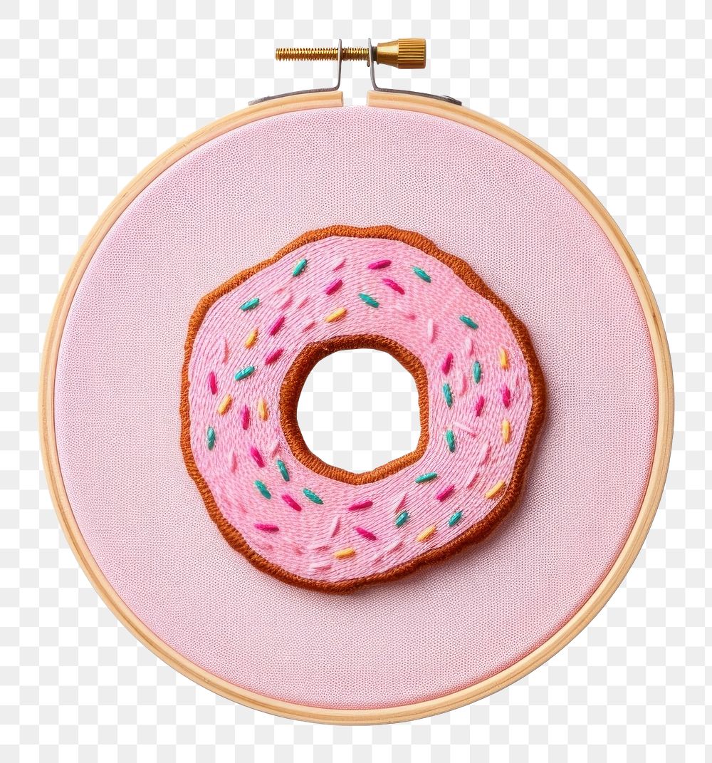 PNG Embroidery pattern donut food. AI generated Image by rawpixel.