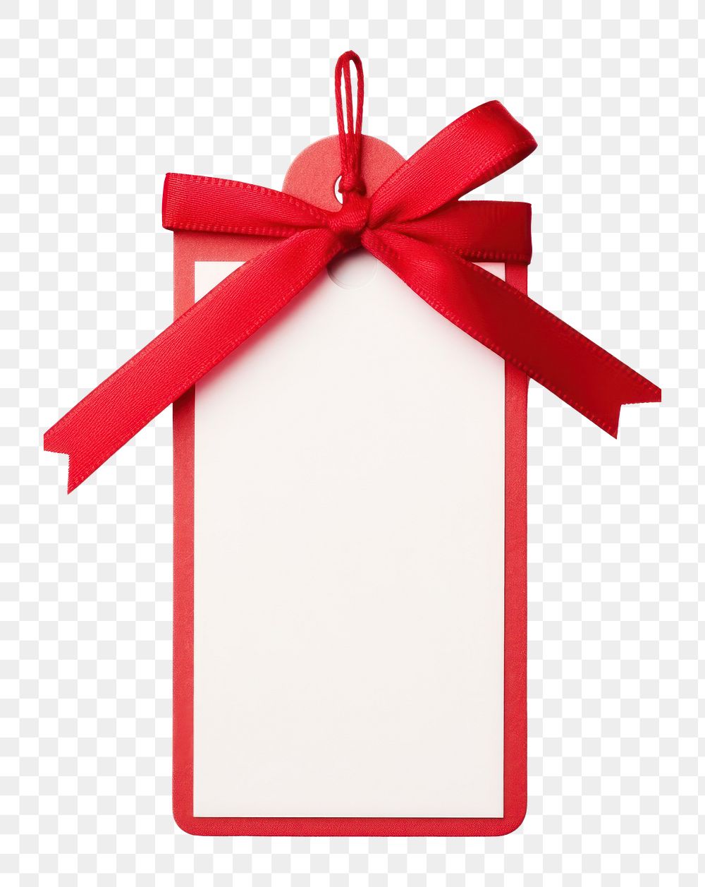 PNG Gift tag ribbon red white background