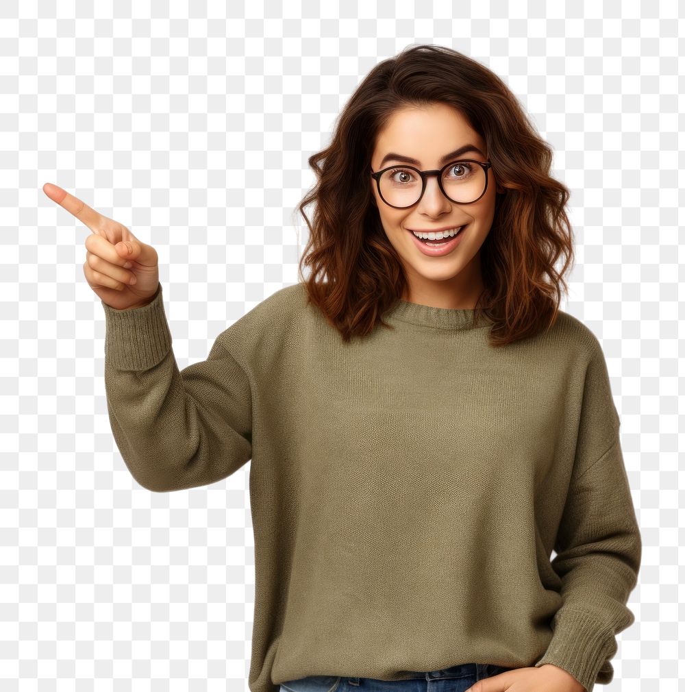 PNG Portrait glasses sweater sleeve. AI generated Image by rawpixel.