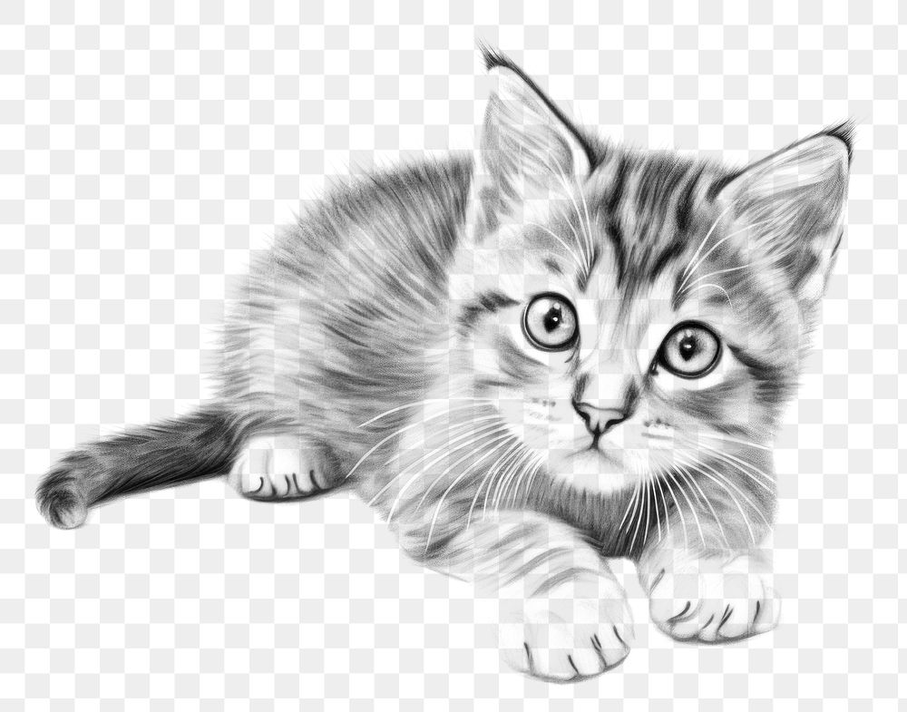 PNG Kitten pet drawing sketch mammal. AI generated Image by rawpixel.