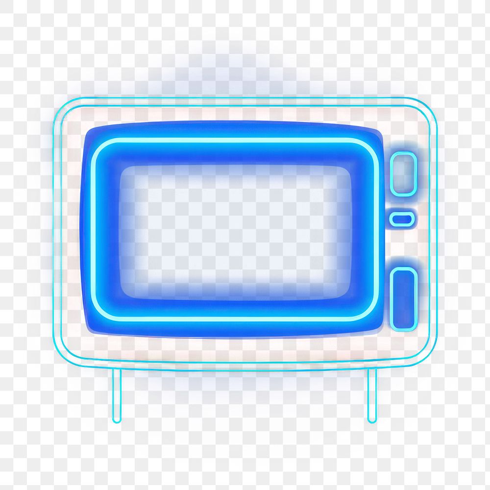 PNG  Old vintage television icon neon light blue. AI generated Image by rawpixel.